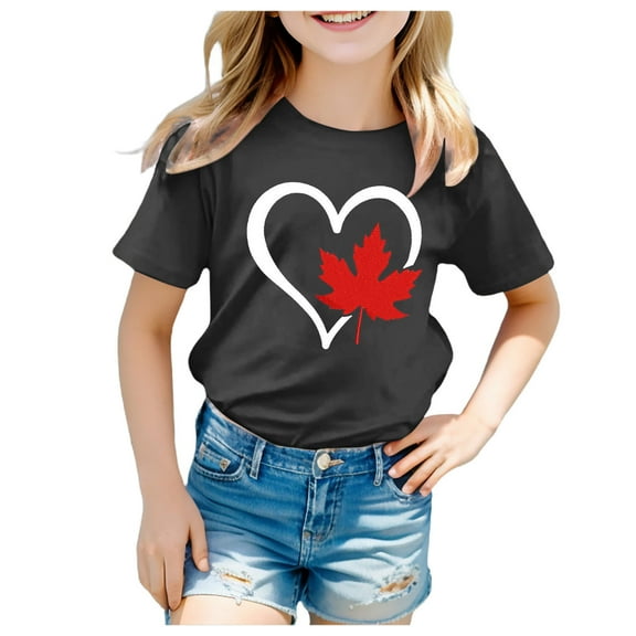 Hiijoy Big Girls Graphic T-Shirt Casual Short Sleeve Tshirt Tee for Children, Sizes 3-13