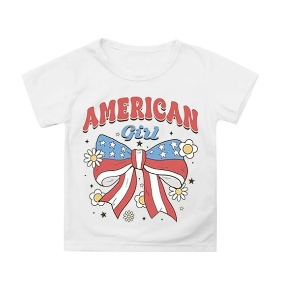 Hiijoy Big Girls Independence Day T-Shirt Short Sleeve Crew Neck Tee Shirt, Sizes 3-13