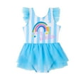 thumbnail image 1 of Hiijoy Big Girls One-Piece Swimsuit Rainbow Print Mesh Ruffle Swimwear, Sizes 7-8 T, 1 of 6