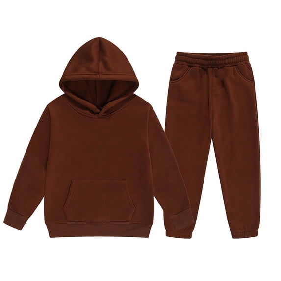 Hiijoy Big Girls Outfits Solid Color Long Sleeve Hoodie Sweatpants Set, Sizes 8-9Y