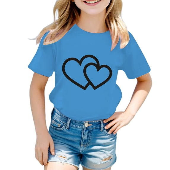 Hiijoy Big Girls Short Sleeve Graphic T-Shirt Summer Casual T Shirt Tee, Sizes 1-14