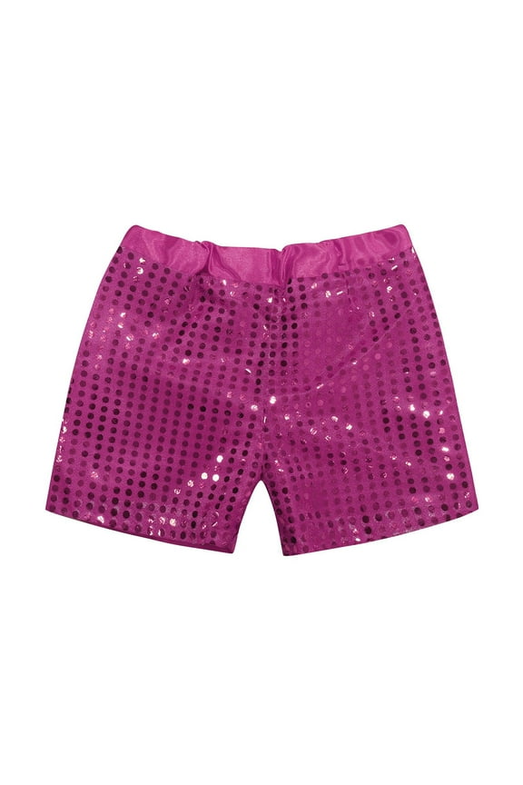 Big Girls Sparkly Sequins Shorts Pull-On Party Dance Shorts for Kids, Sizes 7-8Y