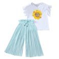 thumbnail image 1 of Hiijoy Big Girls Summer Outfits Sunflower Print T-Shirt Pleated Pants Set, Sizes 8-9Y, 1 of 3