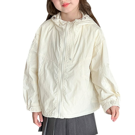 Hiijoy Big Girls Sun Protection Lightweight Outerwear Loose Fit Zipper Jacket, Sizes 2-16