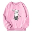 thumbnail image 1 of Hiijoy Big Girls Sweatshirt Cute Cat Print Crewneck Casual Loose Kids Pullover Tops, 1 of 6