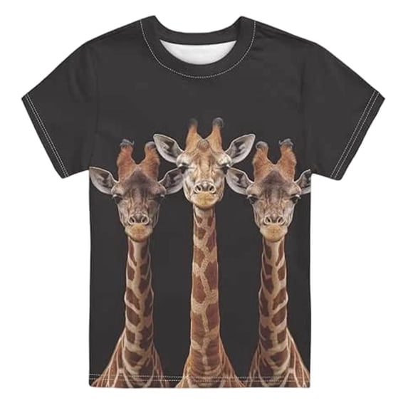 Hiijoy Black T Shirt for Boys Funny Giraffe Graphic Short Sleeved Tee Shirt, Sizes 2-15