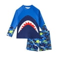 thumbnail image 1 of Hiijoy Boy's Quick Dry Shark Print Rash Guard Board Shorts UPF50+ Swimsuit, Sizes 3-8, 1 of 8