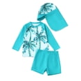thumbnail image 1 of Hiijoy Boys 3-Piece Swimsuit Long Sleeve Zipper Rash Guard & Swim Trunks & Swim Hat, Sizes 3M-3T, 1 of 5