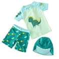thumbnail image 1 of Hiijoy Boys 3Pcs Swimsuit Cartoon Dinosaur Print Rash Guard Swim Trunks Sun Hat Bathing Suit, Sizes 2-7, 1 of 7