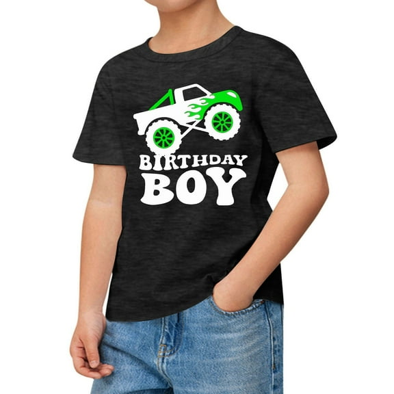 Hiijoy Boys Birthday T-Shirt Letter Print Short Sleeve Crew Neck T Shirt Summer Tee, Sizes 1-13