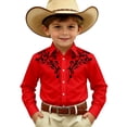 thumbnail image 1 of Hiijoy Boys Button Down Western Shirt Casual Youth Long Sleeve Cowboy Shirt, Sizes 6-7, 1 of 3