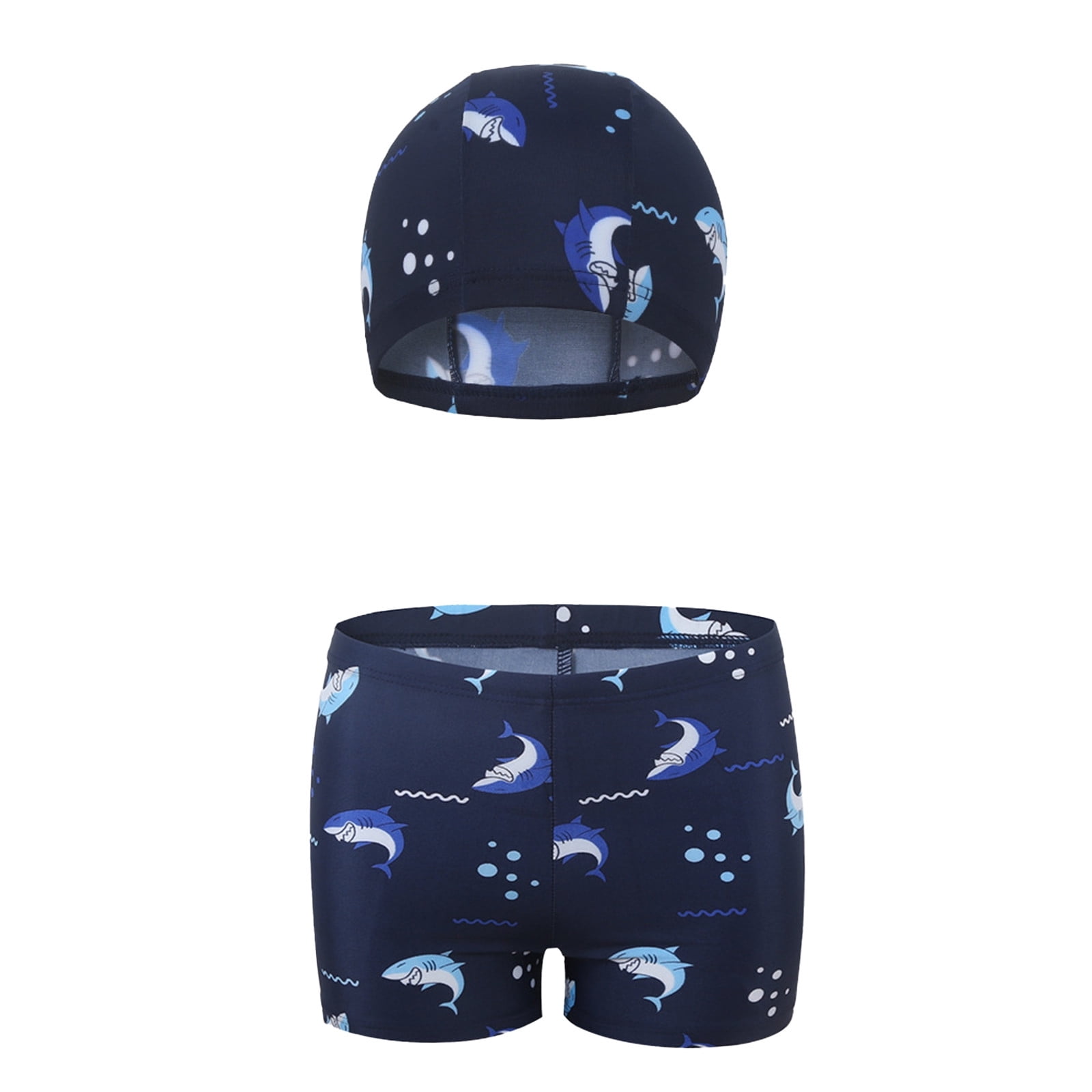 Funtasia Too Boys Blue Striped Swim Trunks - Whales