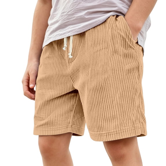 Hiijoy Boys Casual Corduroy Shorts Elastic Waist Drawstring Shorts Kids Athletic Shorts