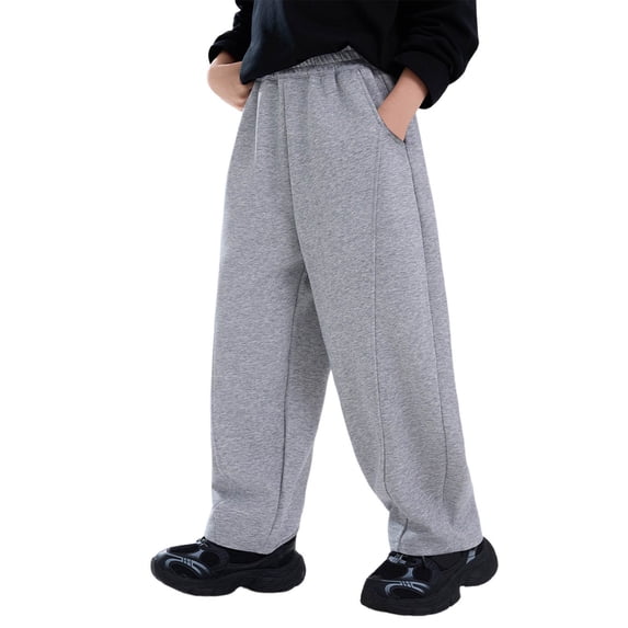 Hiijoy Boys Casual Sweatpants Kids Loose Elastic Waist Pants Straight Pockets Trousers