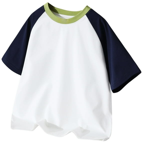 Hiijoy Boys Color Block Summer T-Shirt Short Sleeve Crew Neck T Shirt Tee Top