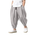 thumbnail image 1 of Hiijoy Boys Cotton Linen Harem Pants Wide Leg Baggy Elastic Ankle Trousers Lightweight Pants, 1 of 3