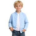 thumbnail image 1 of Hiijoy Boys Cotton Long Sleeve Shirt Casual Solid Neck Button Down Shirt, Sizes 3-4, 1 of 5
