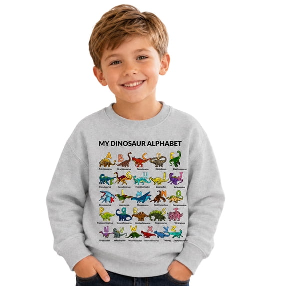 Hiijoy Boys Crewneck Sweatshirts Dinosaur Letter Print Long Sleeve Pullover Kids Casual Fall Tops