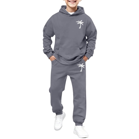 Hiijoy Boys Fall Outfits Casual Long Sleeve Hoodie Sweatpants Set Kids Athletic Sweatsuit