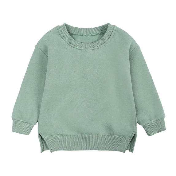 Hiijoy Boys Lined Sweatshirt Casual Solid Unisex Pullover Top, Green, Sizes 6M-7Y