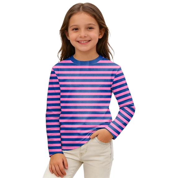 Hiijoy Boys Girls Striped Long Sleeve T-Shirt Casual Crew Neck T Shirt Top, Sizes 3-14