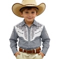 thumbnail image 1 of Hiijoy Boys Long Sleeve Cowboy Shirt Vintage Western Button Up Shirt, Sizes 8-9, 1 of 3