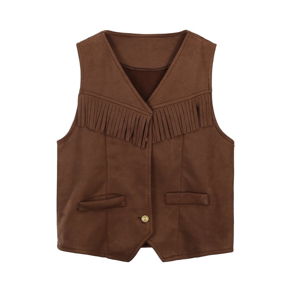 Hiijoy Boys Oktoberfest Vest Western Cowboy Fringe Vest Kids Sleeveless Button Down Jacket
