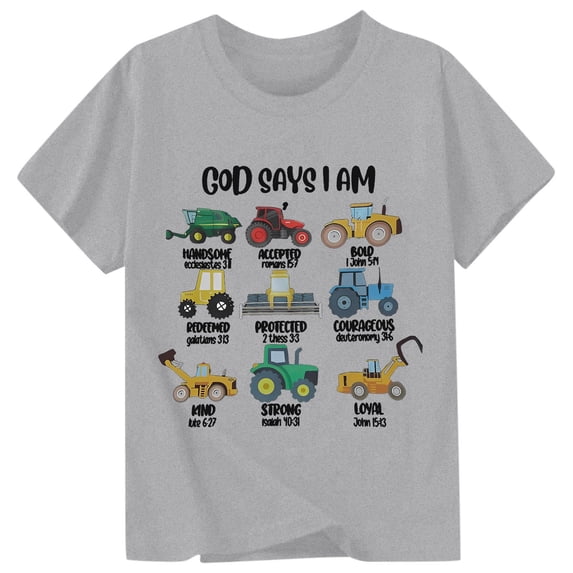 Hiijoy Boys Short Sleeve Graphic Tee Casual Round Neck T-Shirt Top