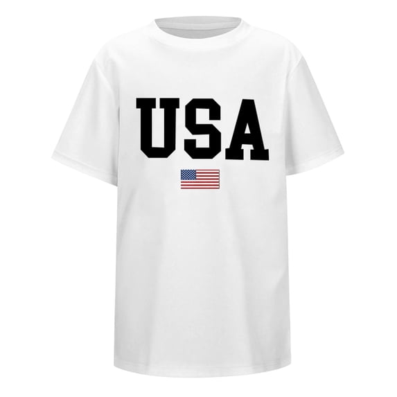 Hiijoy Boys Short Sleeve Independence Day T Shirt Summer Crew Neck T-Shirt, Sizes 8-9