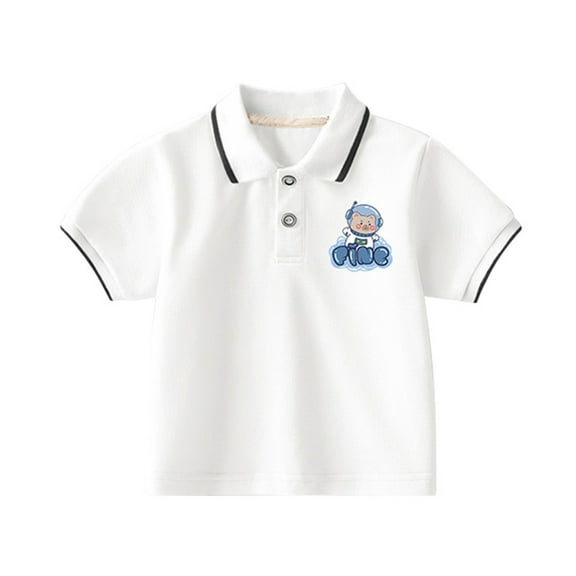 Hiijoy Boys Short Sleeve Polo Shirt Cartoon Car Print Casual T-Shirt, Sizes 1-6