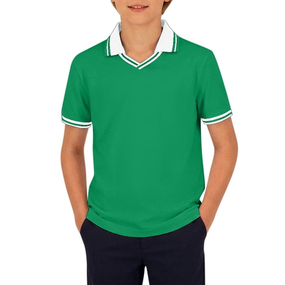 Hiijoy Boys Short Sleeve Polo Shirt Casual Summer Breathable Shirt, Sizes 9-10