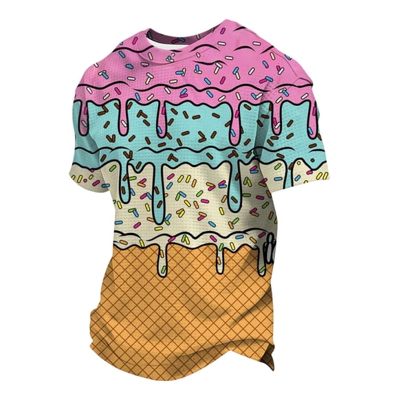 Hiijoy Boys Short Sleeve T Shirt Ice-Cream Print Crew Neck T-Shirt, Sizes 11-12