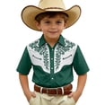 thumbnail image 1 of Hiijoy Boys Short Sleeve Western Shirt Cowboy Print Button Down Shirt, Sizes 7-8, 1 of 3