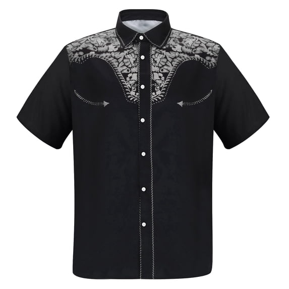 Hiijoy Boys Short Sleeve Western Shirt Summer Button Up Cowboy Shirt, Sizes 10-11