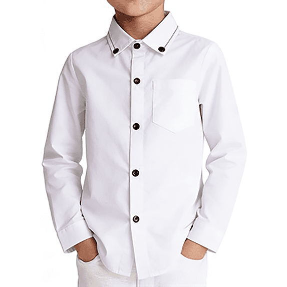 Hiijoy Boys Solid Long Sleeve Shirt Casual Classic Button Down Shirt Top, Sizes 18-24M