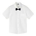 thumbnail image 1 of Hiijoy Boys Summer Short Sleeved White Shirt Casual Solid Basic Button-Down Shirt, 1 of 3