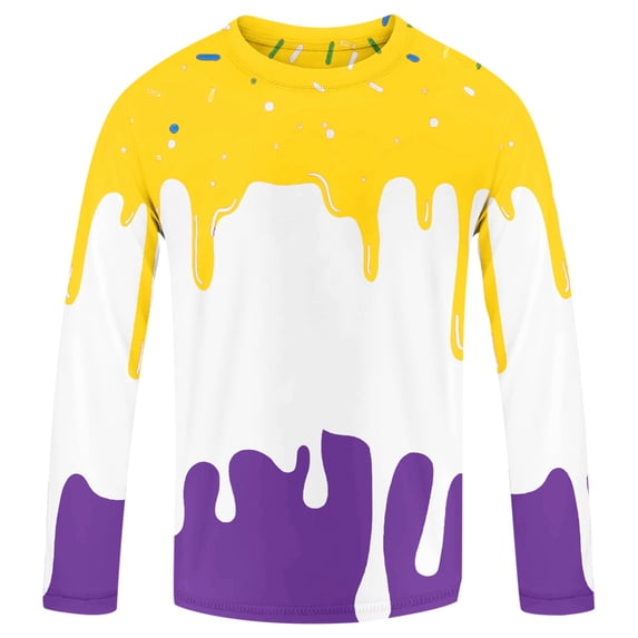 Hiijoy Boys UPF 50+ Long Sleeve Rash Guard Quick-Dry Ice-Cream Swim Shirt Top, Sizes 13-14