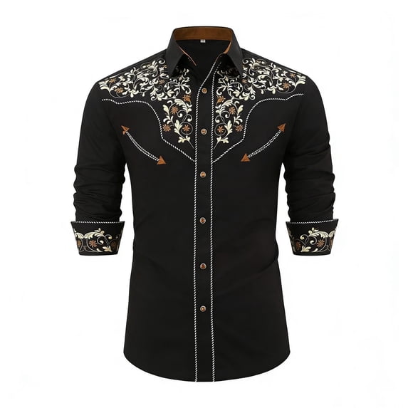 Hiijoy Boys Western Cowboy Shirt Casual Long Sleeve Button Down Shirt, Sizes 8-9