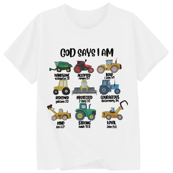 Hiijoy Boys White Tshirt Graphic Breathable Short Sleeves Round Neck T-Shirt for Kids