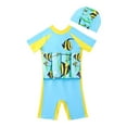 thumbnail image 1 of Hiijoy Children's Buoyancy Swimsuit Short Sleeve One-Piece Swimsuit with Swim Hat, Sizes 4-8, 1 of 5
