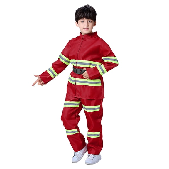 Hiijoy Children's Fireman Role Playing Outfits Toy Accessories Campus Set, Sizes 8-9Y