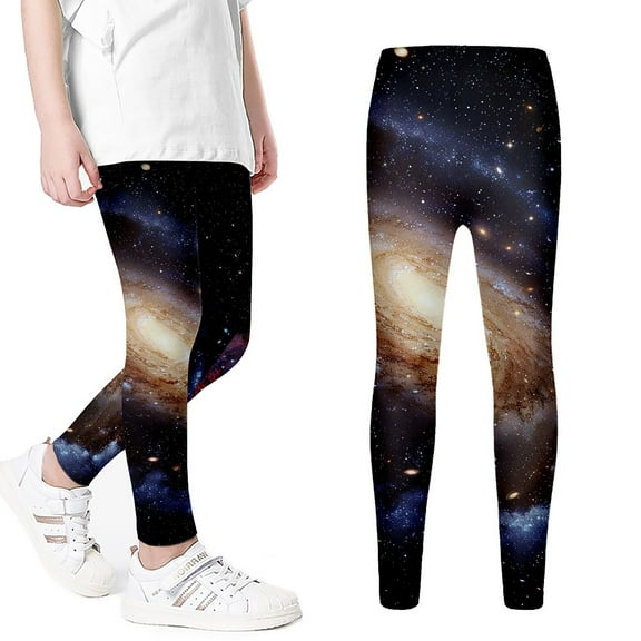 Hiijoy Galaxy Print Yoga Pants for Girls Stretch Quick Dry Workout Leggings Activewear Tights