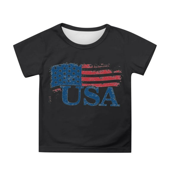 Hiijoy Girl's Independence Day T Shirt Americana Short Sleeve Crewneck T-Shirt, Sizes 3-13