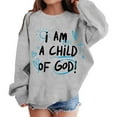 thumbnail image 1 of Hiijoy Girl's Sweatshirt Letter Graphic Drop Shoulder Long Sleeve Pullover, Grey, Sizes 3-10, 1 of 4