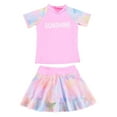 thumbnail image 1 of Hiijoy Girls 2-Piece Swimsuit Quick Dry Short Sleeve Rash Guard with Skort Bathing Suit, 1 of 5