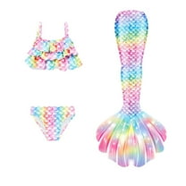 Hiijoy Girls 3-Piece Swimsuit Ruffle Bikini Set & Fish Tail Performance Bathing Suit, Sizes 4-13