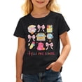 thumbnail image 1 of Hiijoy Girls Black T Shirt Cute Graphic Short Sleeved Crew Neck Tee Top, Sizes 3-14, 1 of 4