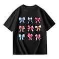thumbnail image 1 of Hiijoy Girls Black T-Shirt Oversized Bow Graphic Short Sleeve O-Neck T Shirt, Sizes 1-10, 1 of 3