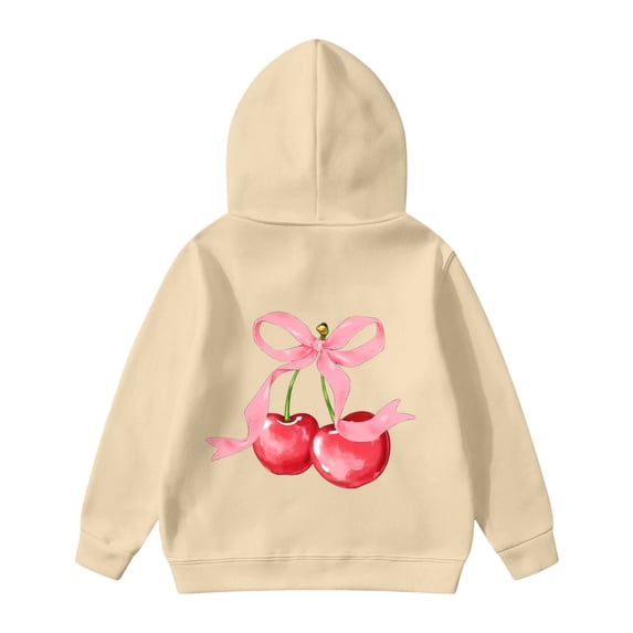 Hiijoy Girls Casual Hoodie Cherry Bow Pattern Hooded Sweatshirt Kids ...