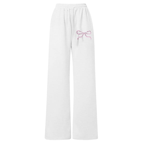 Hiijoy Girls Casual Sweatpants Straight Loose Stretch Pants Bow Embroidery Pants for Kids